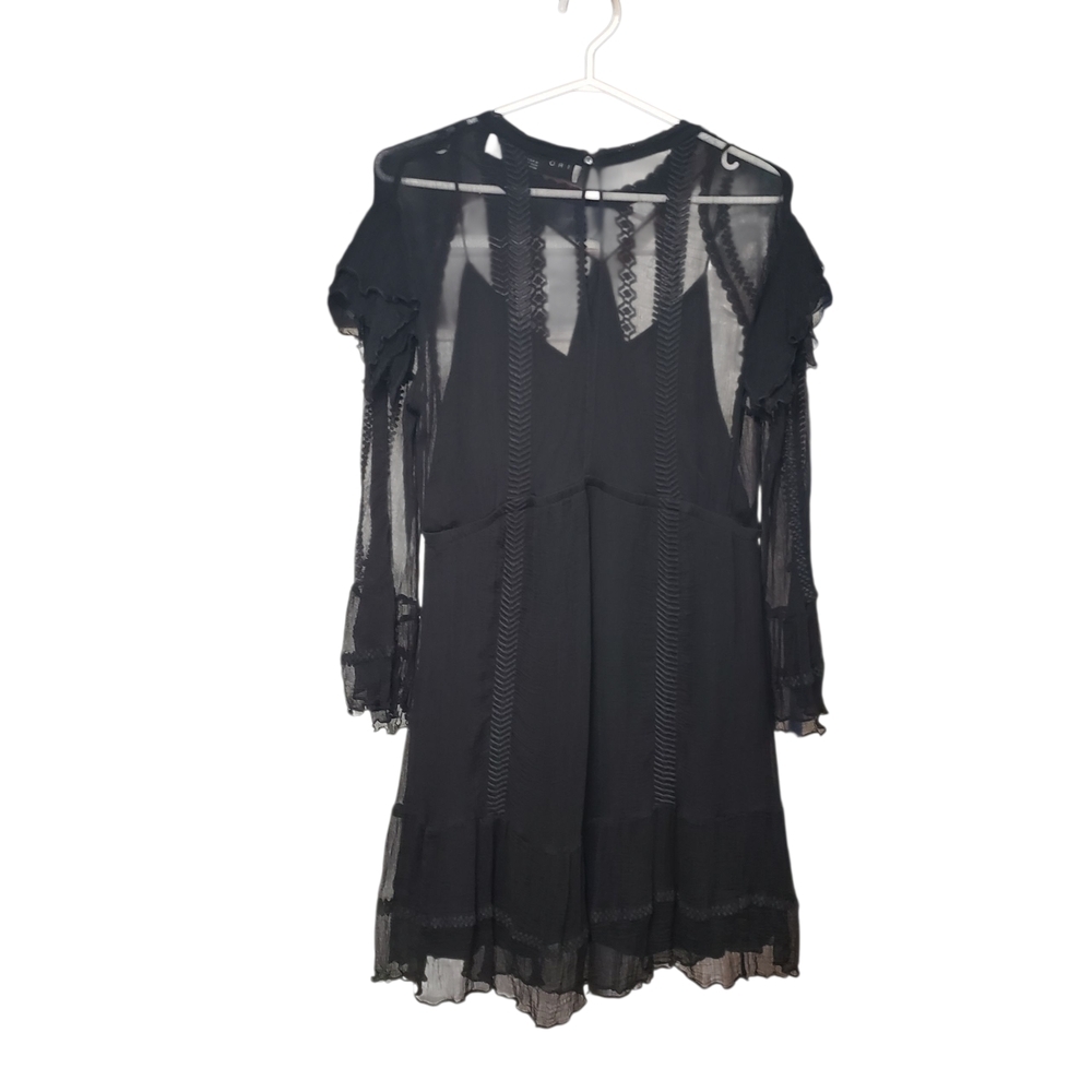 IRO Women's Black Sheer Western Boho Dress Long Sleeves Size 6 - Picture 8 of 16